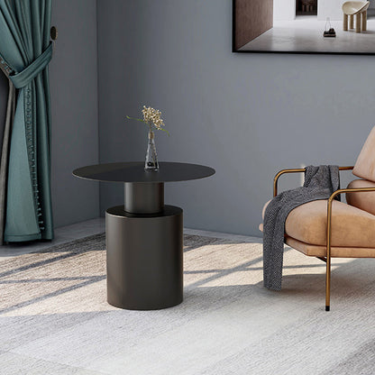 Modernismo Pedestal negro/blanco 1 mesa de café redonda mesa de metal redonda