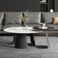 Modern Black and White Coffee Table Round Slate and Metal Table