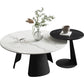 Modern Black and White Coffee Table Round Slate and Metal Table