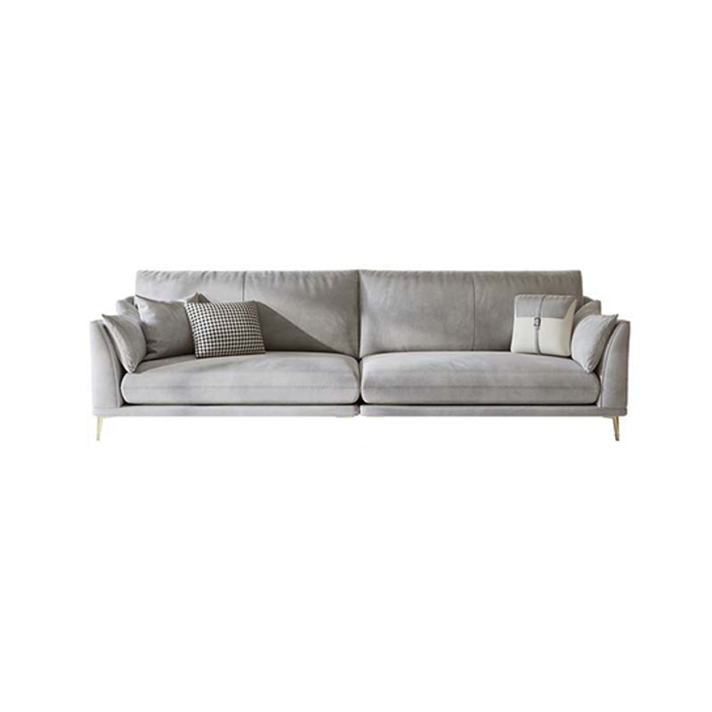 with Pillows Contemporary Sloped Arm Standard Settee Couch in Grey 87"L x 35"W x 36"H Clearhalo 'furn' 'furn_sofas' 'Furniture' 'Living Room Furniture' 'Sofa' 'sofas' 5162389