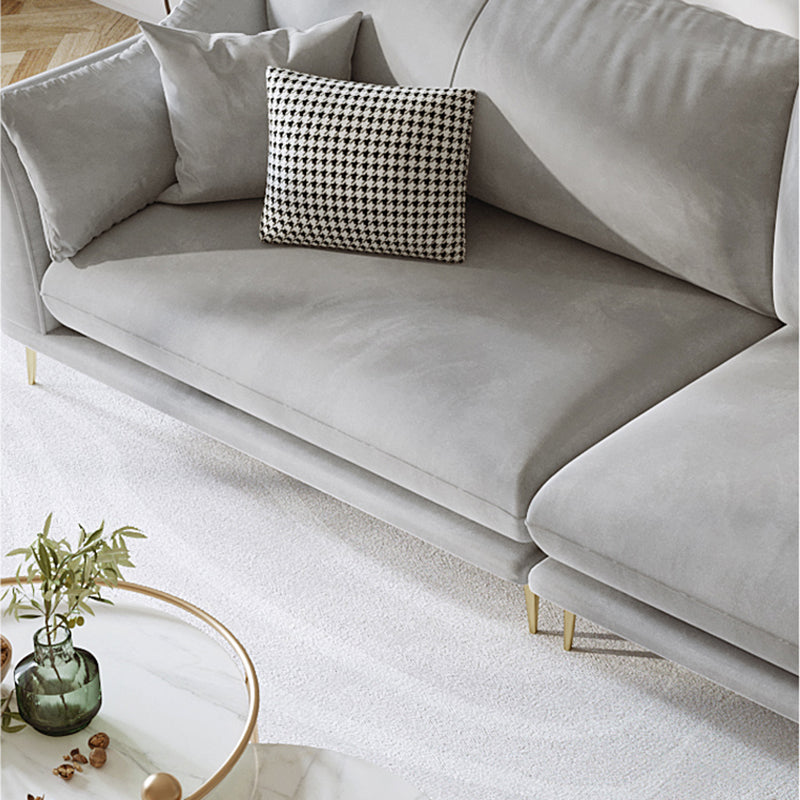 with Pillows Contemporary Sloped Arm Standard Settee Couch in Grey Clearhalo 'furn' 'furn_sofas' 'Furniture' 'Living Room Furniture' 'Sofa' 'sofas' 5162395