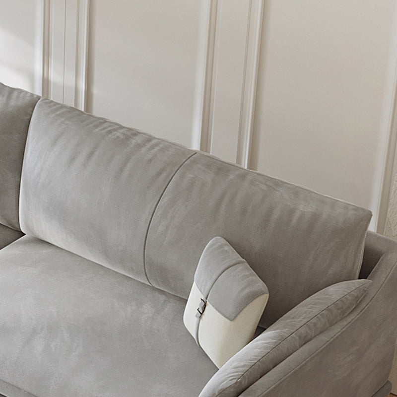 with Pillows Contemporary Sloped Arm Standard Settee Couch in Grey Clearhalo 'furn' 'furn_sofas' 'Furniture' 'Living Room Furniture' 'Sofa' 'sofas' 5162397