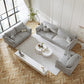 with Pillows Contemporary Sloped Arm Standard Settee Couch in Grey Clearhalo 'furn' 'furn_sofas' 'Furniture' 'Living Room Furniture' 'Sofa' 'sofas' 5162399