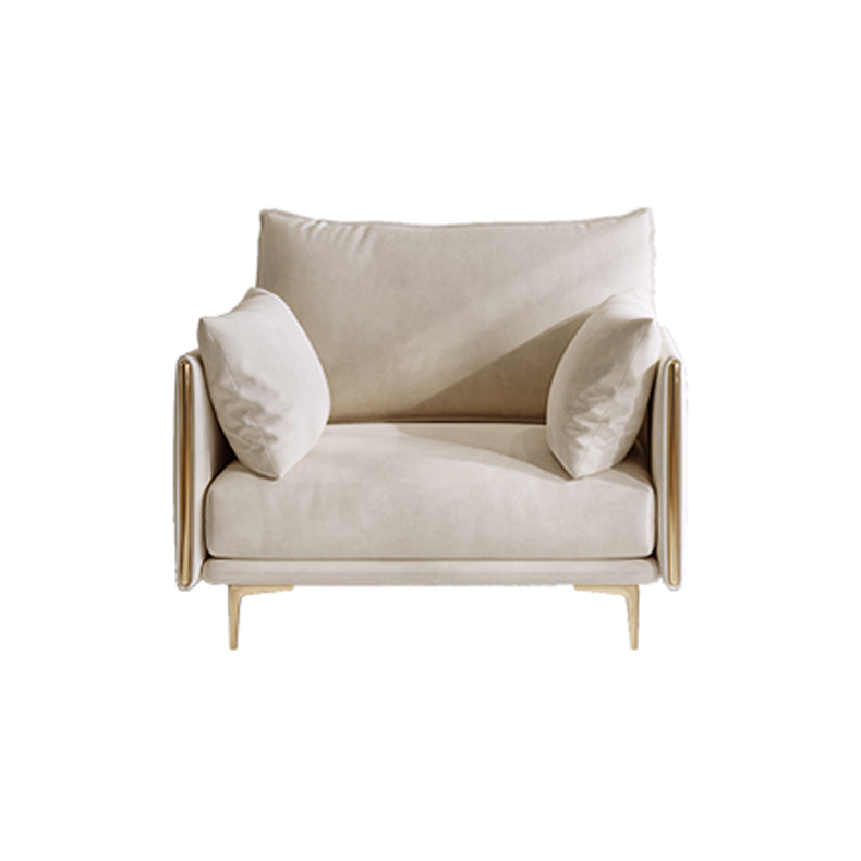 Contemporary Square Arm Settee Couch with Pillows in Beige for 1/2/3/4people 43"L x 35"W x 37"H Clearhalo 'furn' 'furn_sofas' 'Furniture' 'Living Room Furniture' 'Sofa' 'sofas' 5162447