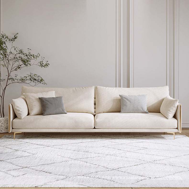 Contemporary Square Arm Settee Couch with Pillows in Beige for 1/2/3/4people Clearhalo 'furn' 'furn_sofas' 'Furniture' 'Living Room Furniture' 'Sofa' 'sofas' 5162453