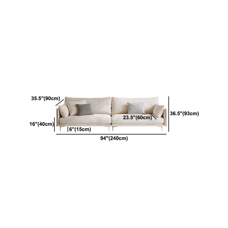 Contemporary Square Arm Settee Couch with Pillows in Beige for 1/2/3/4people Clearhalo 'furn' 'furn_sofas' 'Furniture' 'Living Room Furniture' 'Sofa' 'sofas' 5162464
