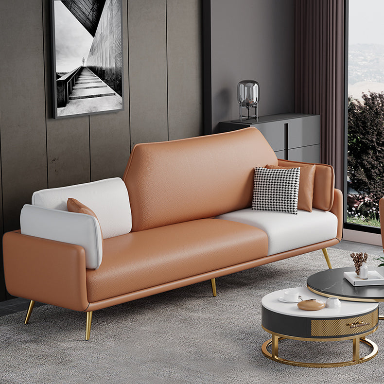 Square Arm  Sofa 31.49" D x 32.67" H Faux Leather Sofa for Living Room