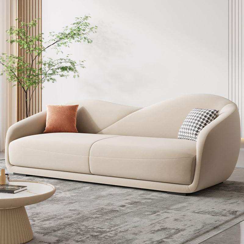 Contemporary Sloped Arm Curved Sofa Sewn Pillow Back Sofa for Living Room 62"L x 35"W x 31"H Clearhalo 'furn' 'furn_sofas' 'Furniture' 'Living Room Furniture' 'Sofa' 'sofas' 5162520