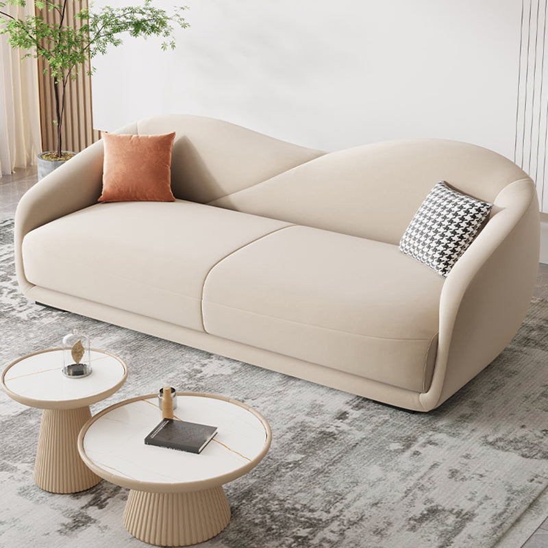 Contemporary Sloped Arm Curved Sofa Sewn Pillow Back Sofa for Living Room 71"L x 35.5"W x 31.5"H Clearhalo 'furn' 'furn_sofas' 'Furniture' 'Living Room Furniture' 'Sofa' 'sofas' 5162521