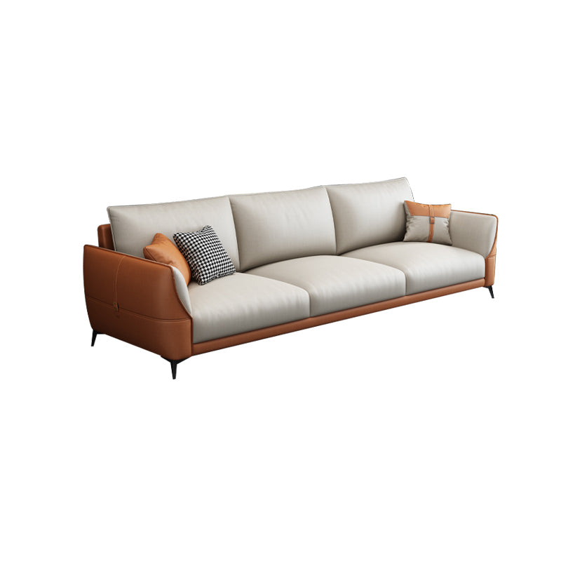 Fleckresistente moderne Sofa -Couch mit Kissen in Orange/Weiß