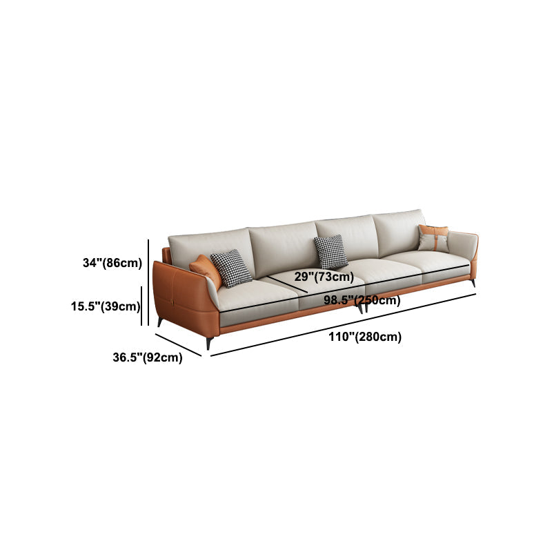 Stain Resistant Contemporary Settee Couch with Pillows in Orange/white