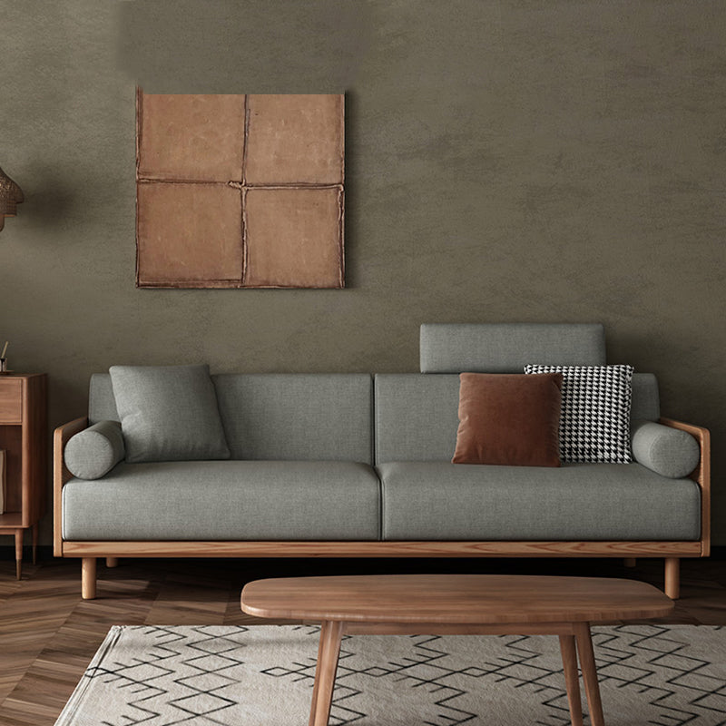 Divano di lino stazionario a base di cuscino grigio grigio contemporaneo