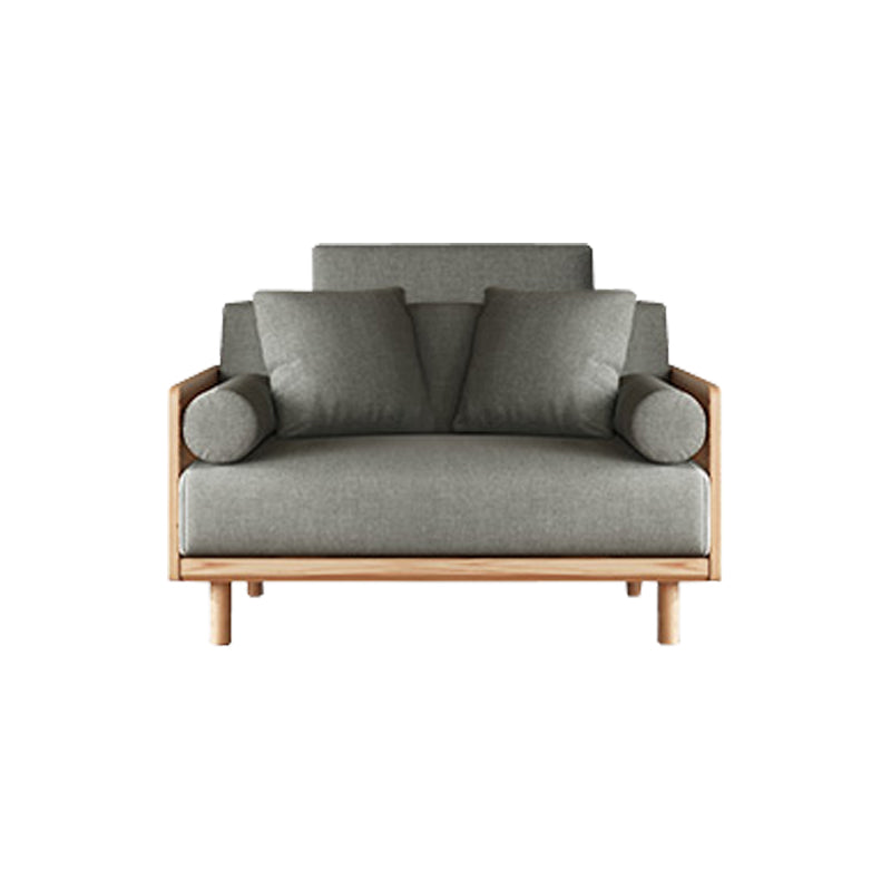 コンテンポラリーグレーの標準枕トップアームステーションリネンソファ