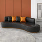 Faux Leather Contemporary Standard Armless Sofa Curved Sofa for Living Room