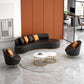 Faux Leather Contemporary Standard Armless Sofa Curved Sofa for Living Room