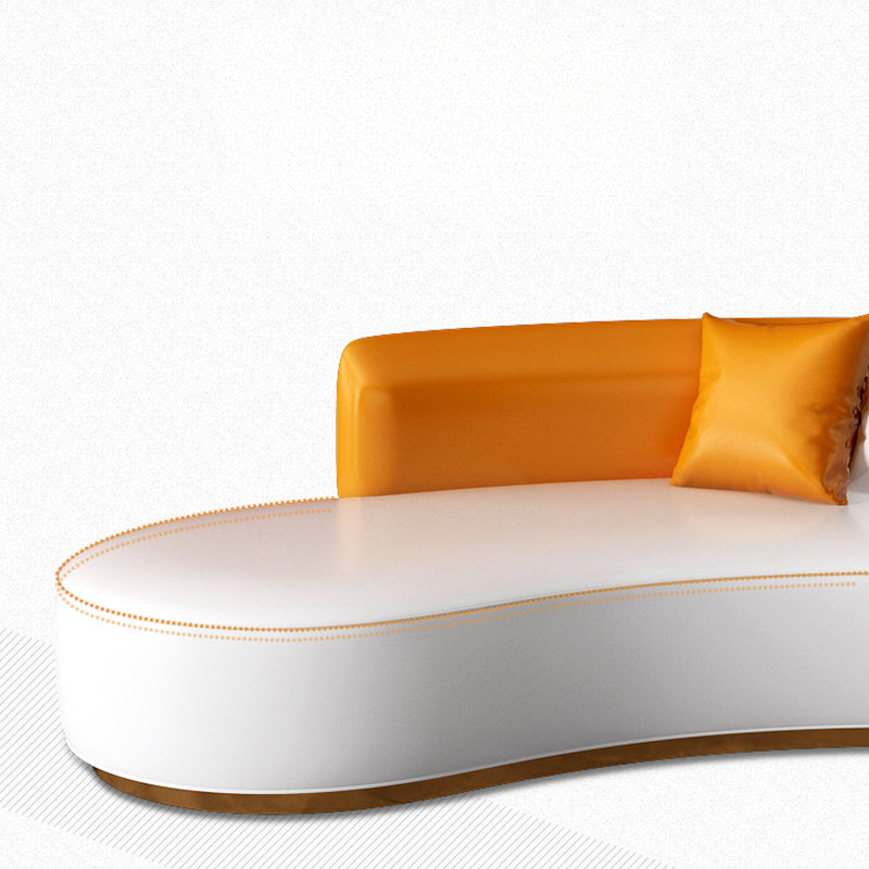 Faux Leather Contemporary Standard Armless Sofa Curved Sofa for Living Room