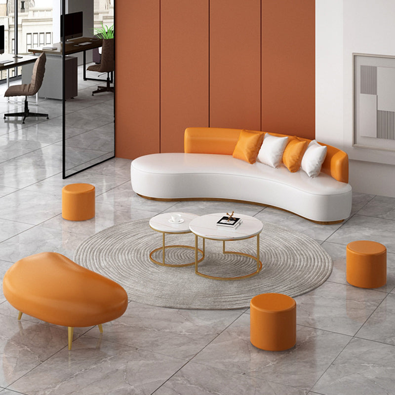 Faux Leather Contemporary Standard Armless Sofa Curved Sofa for Living Room