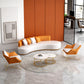 Faux Leather Contemporary Standard Armless Sofa Curved Sofa for Living Room