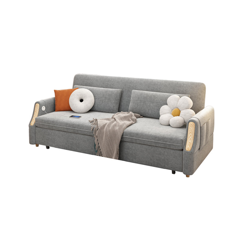 Sofá de cama de cama convertible con brazo inclinado contemporáneo con almacenamiento en gris