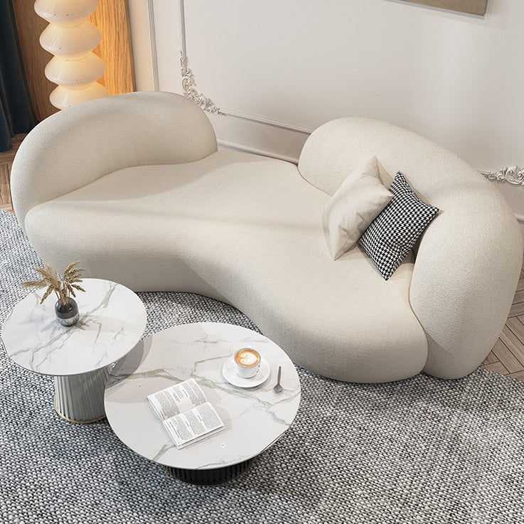 Beige Contemporary Standard Armless Sofa Curved Sofa for Living Room, Apartment Wool Clearhalo 'furn' 'furn_sofas' 'Furniture' 'Living Room Furniture' 'Sofa' 'sofas' 5162729