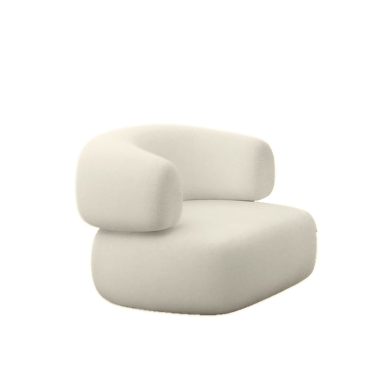 Beige Contemporary Standard Armless Sofa Curved Sofa for Living Room, Apartment 34"L x 33.5"W x 28"H Faux Leather Clearhalo 'furn' 'furn_sofas' 'Furniture' 'Living Room Furniture' 'Sofa' 'sofas' 5162730