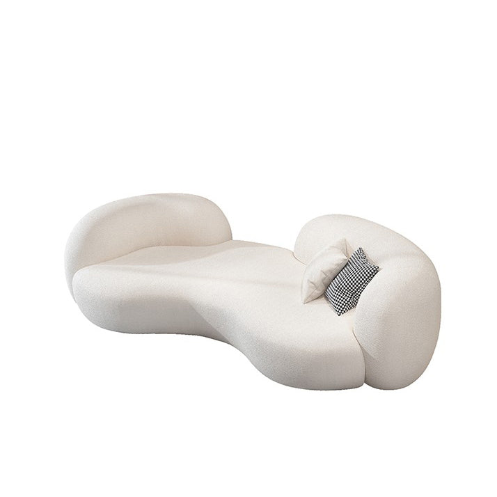 Beige Contemporary Standard Armless Sofa Curved Sofa for Living Room, Apartment Faux Leather Clearhalo 'furn' 'furn_sofas' 'Furniture' 'Living Room Furniture' 'Sofa' 'sofas' 5162731