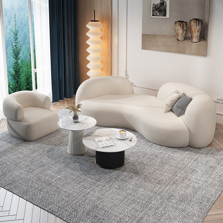 Beige Contemporary Standard Armless Sofa Curved Sofa for Living Room, Apartment Clearhalo 'furn' 'furn_sofas' 'Furniture' 'Living Room Furniture' 'Sofa' 'sofas' 5162733