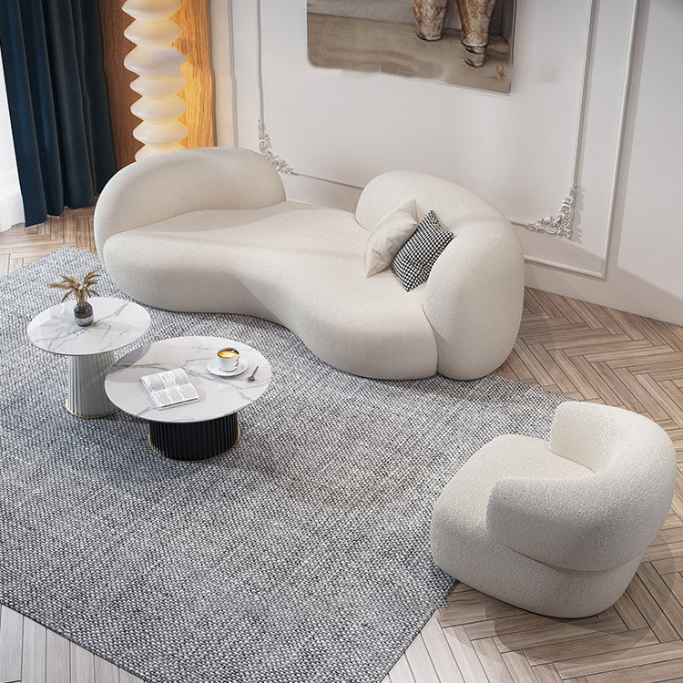 Beige Contemporary Standard Armless Sofa Curved Sofa for Living Room, Apartment Clearhalo 'furn' 'furn_sofas' 'Furniture' 'Living Room Furniture' 'Sofa' 'sofas' 5162734