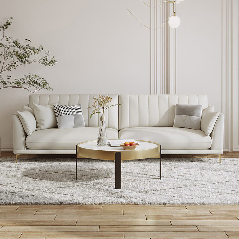 Faux Leather Sofa 35.43" D x 36.22" H Square Arm Sofa for Living Room