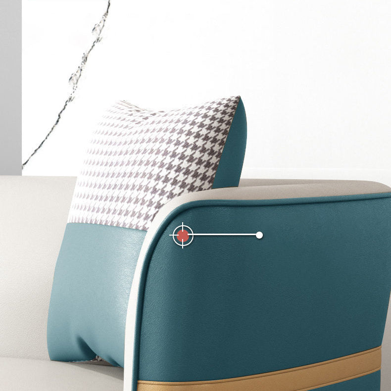 Faux Leather Sofa 27.55" D x 26.37" H Tuxedo  Arm Sofa for Living Room