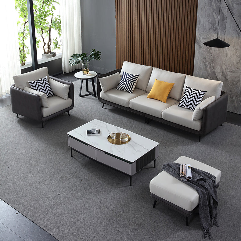 Sofá de brazo cuadrado moderno resistente a las manchas resistentes a la mancha de cuero