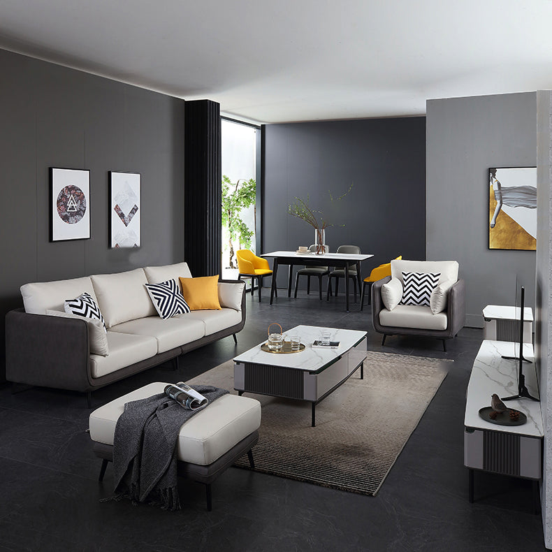 Sofá de brazo cuadrado moderno resistente a las manchas resistentes a la mancha de cuero