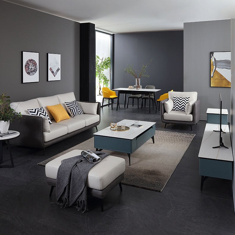 Sofá de brazo cuadrado moderno resistente a las manchas resistentes a la mancha de cuero