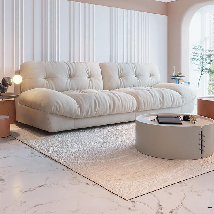 Sofá y chaise con mechones blancos modernos 29.92 "H Sofá de terciopelo sin brazo