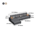 4 Seater Mid Century Modern Sofa & Chaise Faux Leather Square Arm Sofa