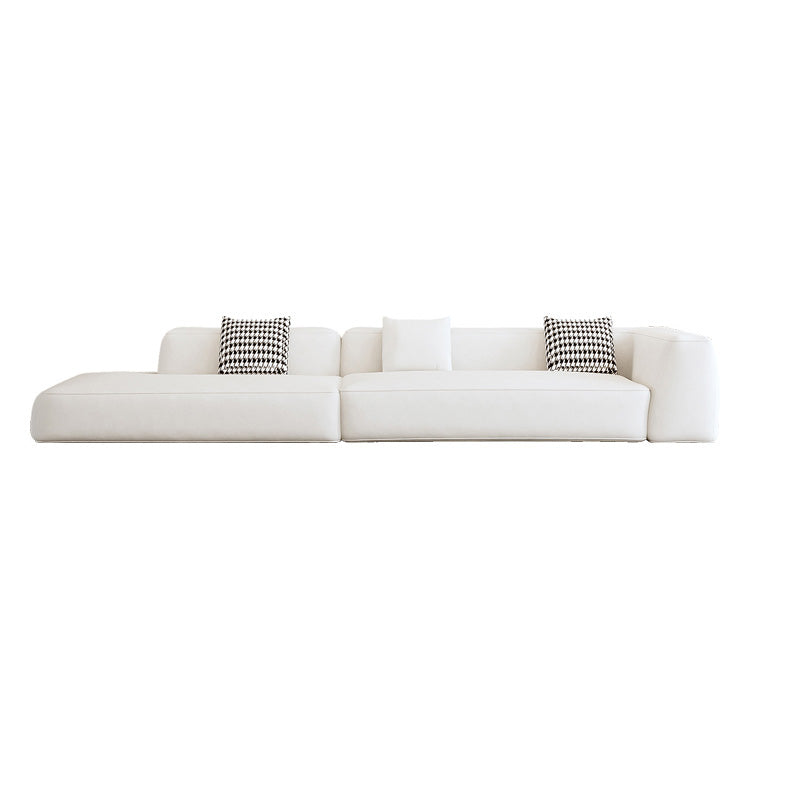 Single Side Armrest Sectional Sponge Cushioned White Uncushioned Backrest Sofa