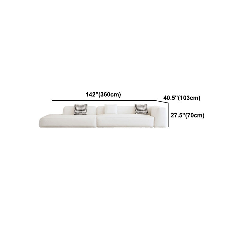 Single Side Armrest Sectional Sponge Cushioned White Uncushioned Backrest Sofa