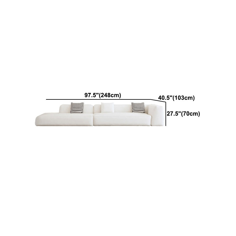 Single Side Armrest Sectional Sponge Cushioned White Uncushioned Backrest Sofa