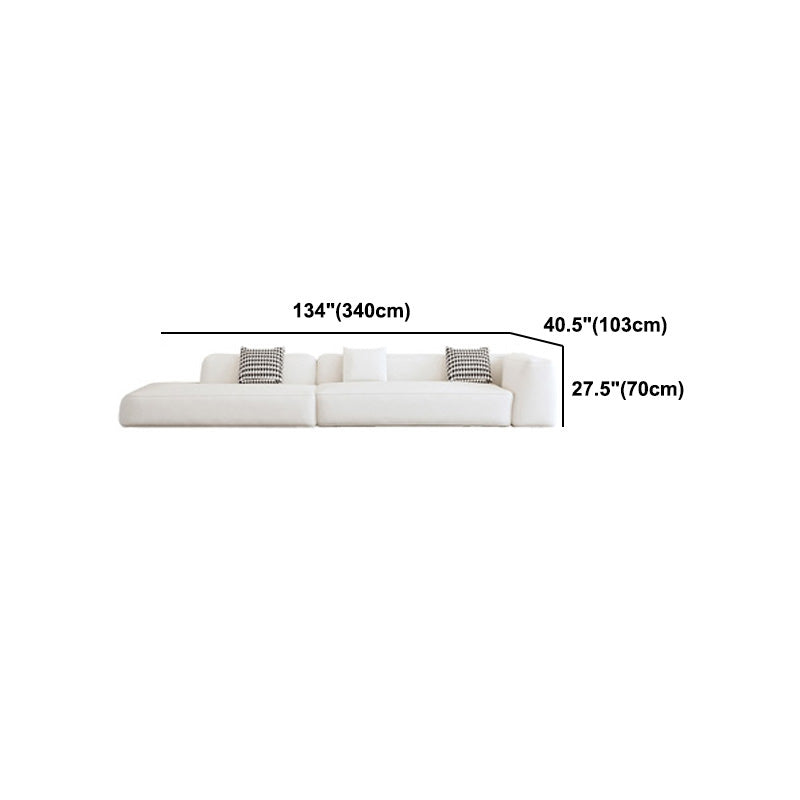 Single Side Armrest Sectional Sponge Cushioned White Uncushioned Backrest Sofa