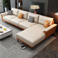 4-seat Flared Arm Sofa & Chaise Mid Century Modern Faux Leather Sofa