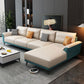 4-seat Flared Arm Sofa & Chaise Mid Century Modern Faux Leather Sofa