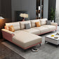 4-seat Flared Arm Sofa & Chaise Mid Century Modern Faux Leather Sofa