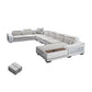 Modern Style Sectional Tufted Back Ramp Armrest White Storage Rack Sofa 146"L x 94.5"W x 33.5"H Symmetrical Clearhalo 'furn' 'furn_sectionals' 'Furniture' 'Living Room Furniture' 'Sectionals' 5163065