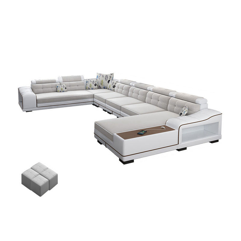 Modern Style Sectional Tufted Back Ramp Armrest White Storage Rack Sofa 146"L x 94.5"W x 33.5"H Symmetrical Clearhalo 'furn' 'furn_sectionals' 'Furniture' 'Living Room Furniture' 'Sectionals' 5163065