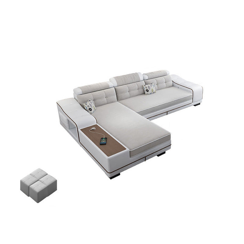 Modern Style Sectional Tufted Back Ramp Armrest White Storage Rack Sofa 106"L x 71"W x 33.5"H Left Clearhalo 'furn' 'furn_sectionals' 'Furniture' 'Living Room Furniture' 'Sectionals' 5163068