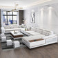 Modern Style Sectional Tufted Back Ramp Armrest White Storage Rack Sofa Clearhalo 'furn' 'furn_sectionals' 'Furniture' 'Living Room Furniture' 'Sectionals' 5163069