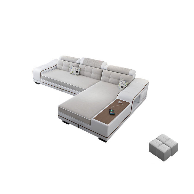 Modern Style Sectional Tufted Back Ramp Armrest White Storage Rack Sofa 106"L x 71"W x 33.5"H Right Clearhalo 'furn' 'furn_sectionals' 'Furniture' 'Living Room Furniture' 'Sectionals' 5163077