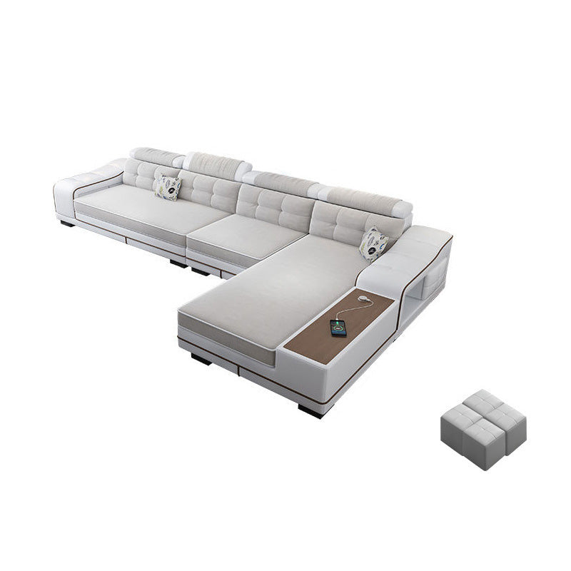 Modern Style Sectional Tufted Back Ramp Armrest White Storage Rack Sofa 134"L x 71"W x 33.5"H Right Clearhalo 'furn' 'furn_sectionals' 'Furniture' 'Living Room Furniture' 'Sectionals' 5163078