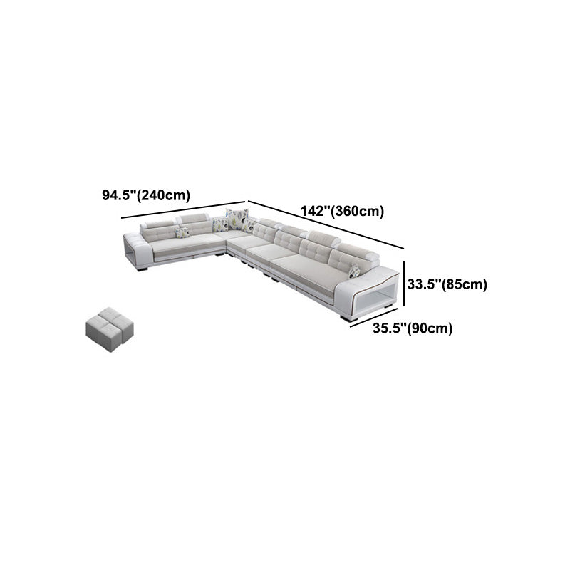 Modern Style Sectional Tufted Back Ramp Armrest White Storage Rack Sofa Clearhalo 'furn' 'furn_sectionals' 'Furniture' 'Living Room Furniture' 'Sectionals' 5163083