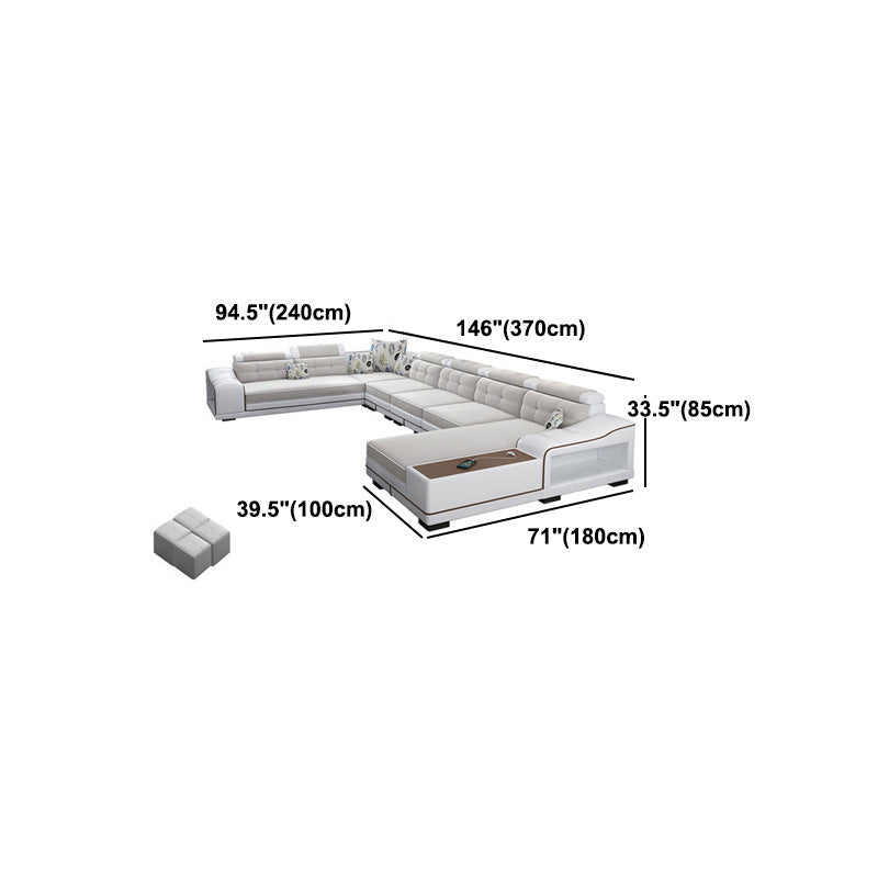 Modern Style Sectional Tufted Back Ramp Armrest White Storage Rack Sofa Clearhalo 'furn' 'furn_sectionals' 'Furniture' 'Living Room Furniture' 'Sectionals' 5163085